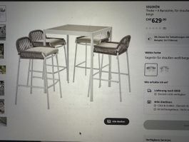 Ikea Bartisch Segerön Outdoor Garten mit 4 Barhockern