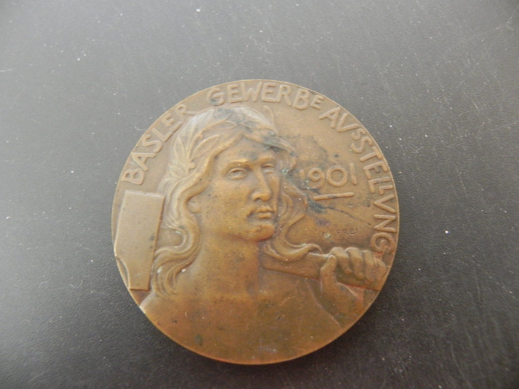Medaglie: Gewerbeausstellung Basel 1901 Hans Frei - Bronce – Usato da Biel/Bienne venduto da Gogolozi