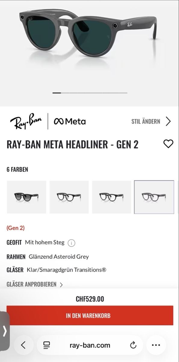 Ray-Ban Occhiali & Lenti: Ray-Ban Meta Headliner Gen 2 Neu!!! – Nuovo e nell'imballaggio originale da Liestal venduto da sha_6r2n 7