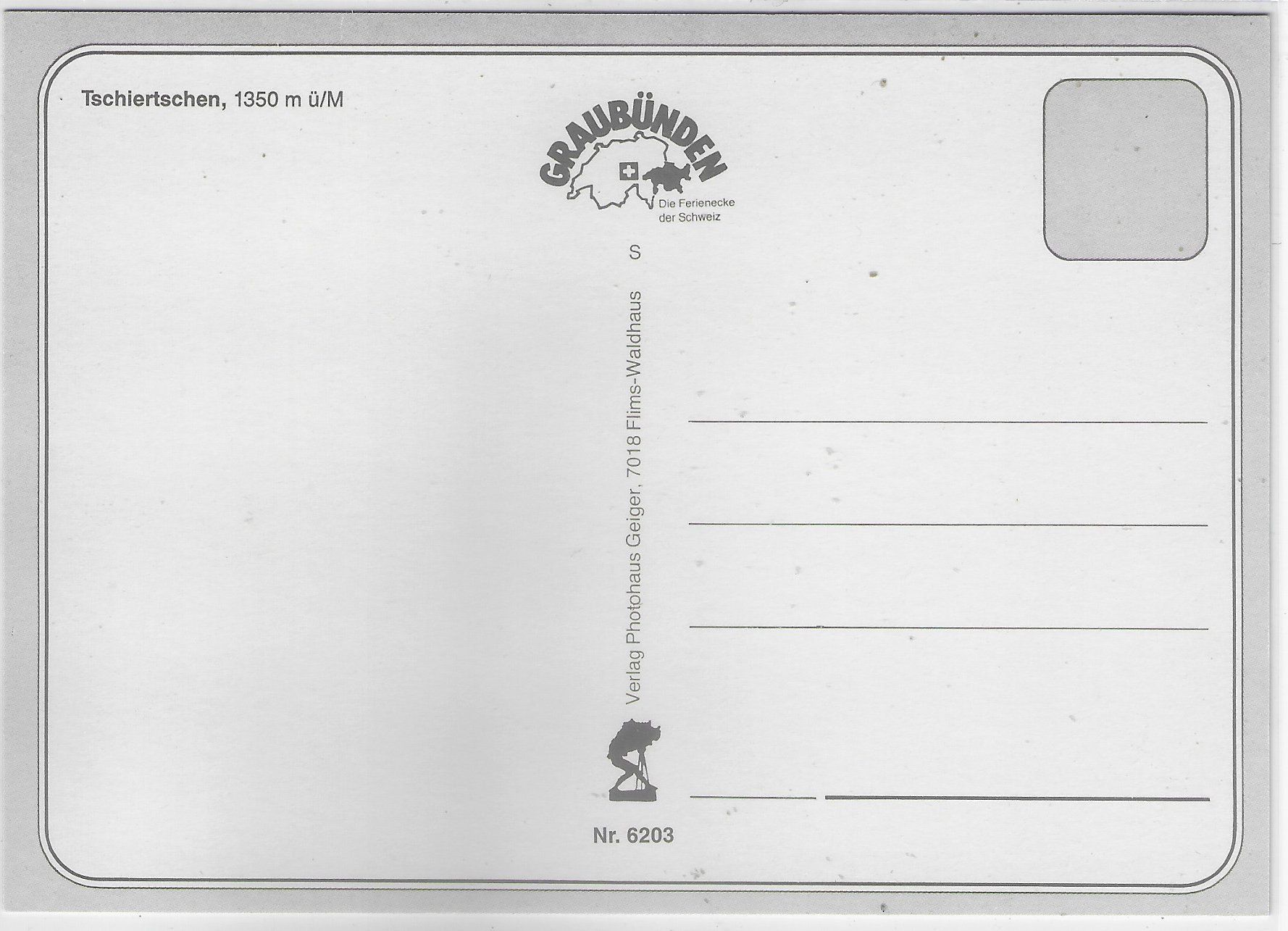 Cartoline postali: Tschiertschen - Generalansicht – Usato da Ettingen venduto da Kartenplanet 1