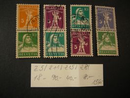 KEHRDRUCKE Z 5 // Z 11 // Z 15 // Z 8, gestempelt, SBK 156.-