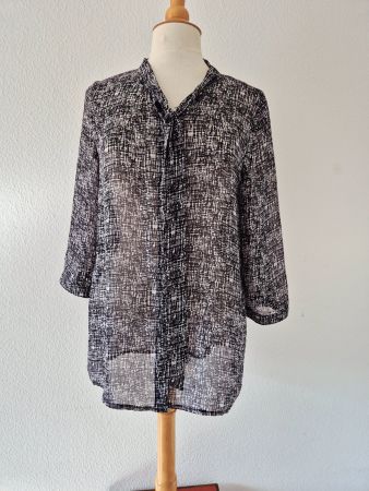 TUNIKA BLUSE M 38 SCHWARZ WEISS , TOP ZU ROCK JEANS HOSE