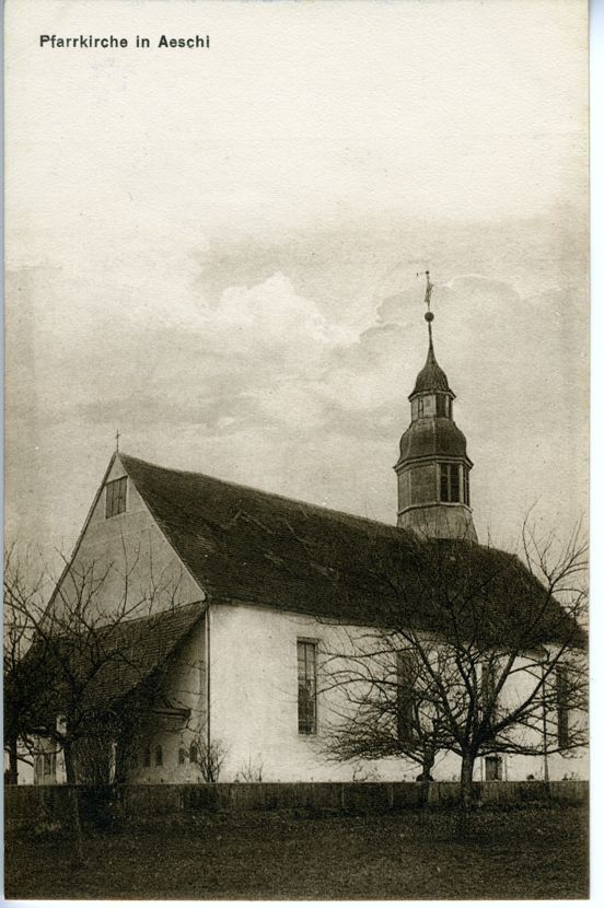 Cartoline postali: Aeschi SO mit Pfarrkirche , ca.1910 – Usato da Solothurn venduto da Bepposol