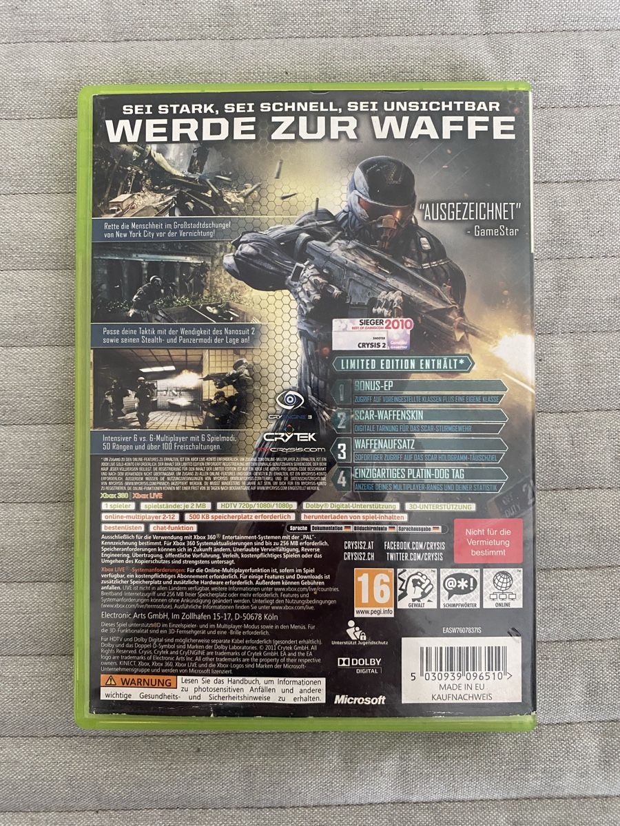 Microsoft Giochi: Crysis 2 für Xbox 360 – Usato da Thunstetten venduto da Virus_33 2