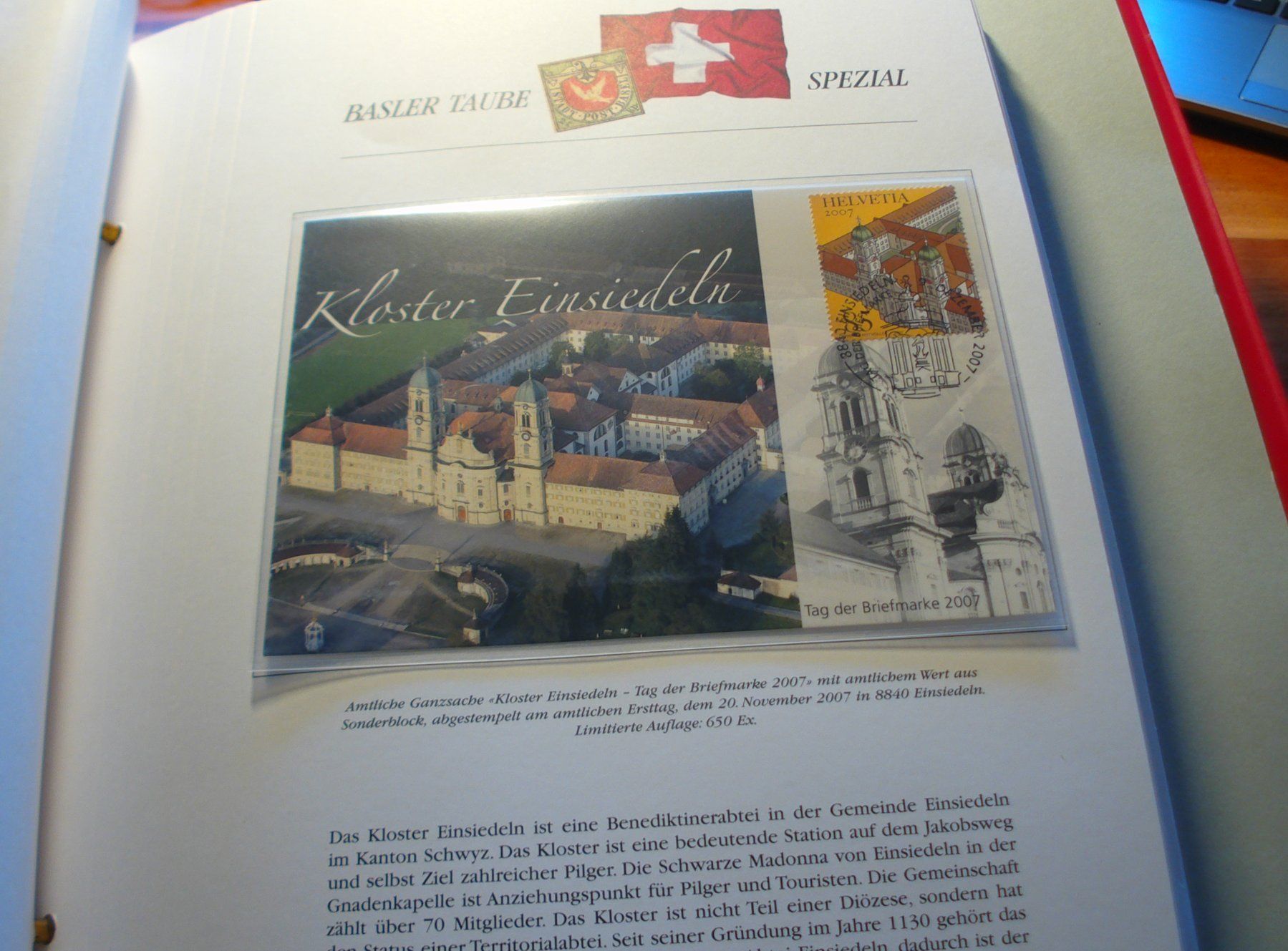 Tous les timbres: Maximumkarte Einsiedeln 2007, Mit Ausschnitt aus Block – D'occasion à Niederwil AG par morostahu 1