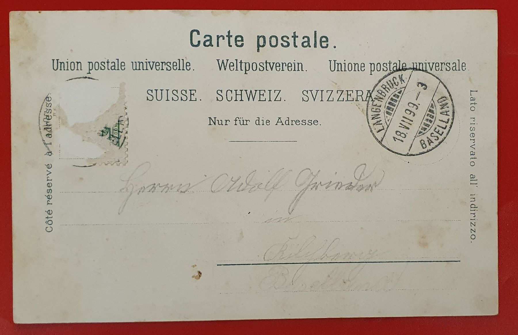 Cartoline postali: Gruss aus Hauenstein 1899 – Usato da Kreuzlingen venduto da Rschweiz1 1