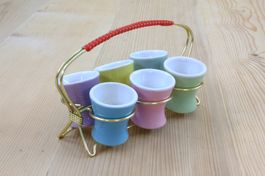 6 Eierbecher Lilienporzellan, Lilien-Porzellan, Daisy 50er