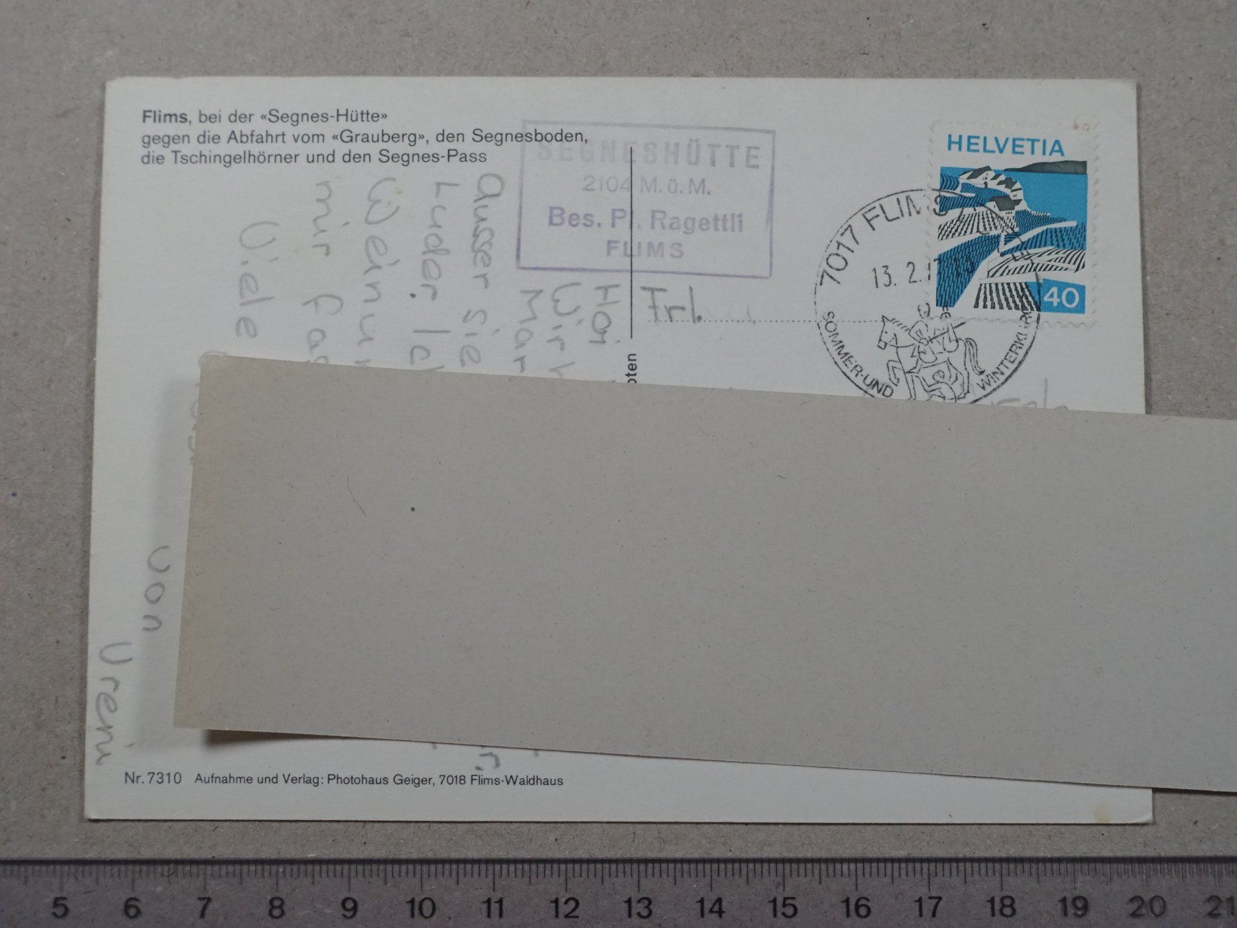 Ansichtskarten: Flims, Segnes Hütte, 1977, Ski – Gebraucht aus Lenzburg von fh1 1
