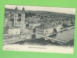 Zürich mit Grossmünster - Ansichtskarte um 1930