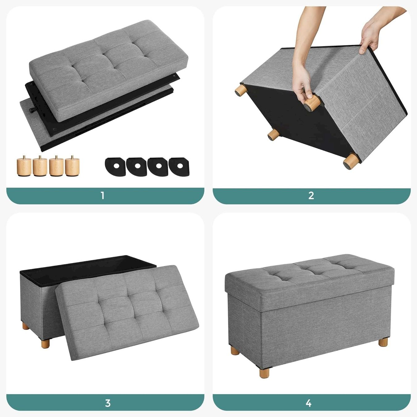Panchine: SONGMICS Sitzbank Hellgrau – Nuovo e nell'imballaggio originale da Bottighofen venduto da zaap 7
