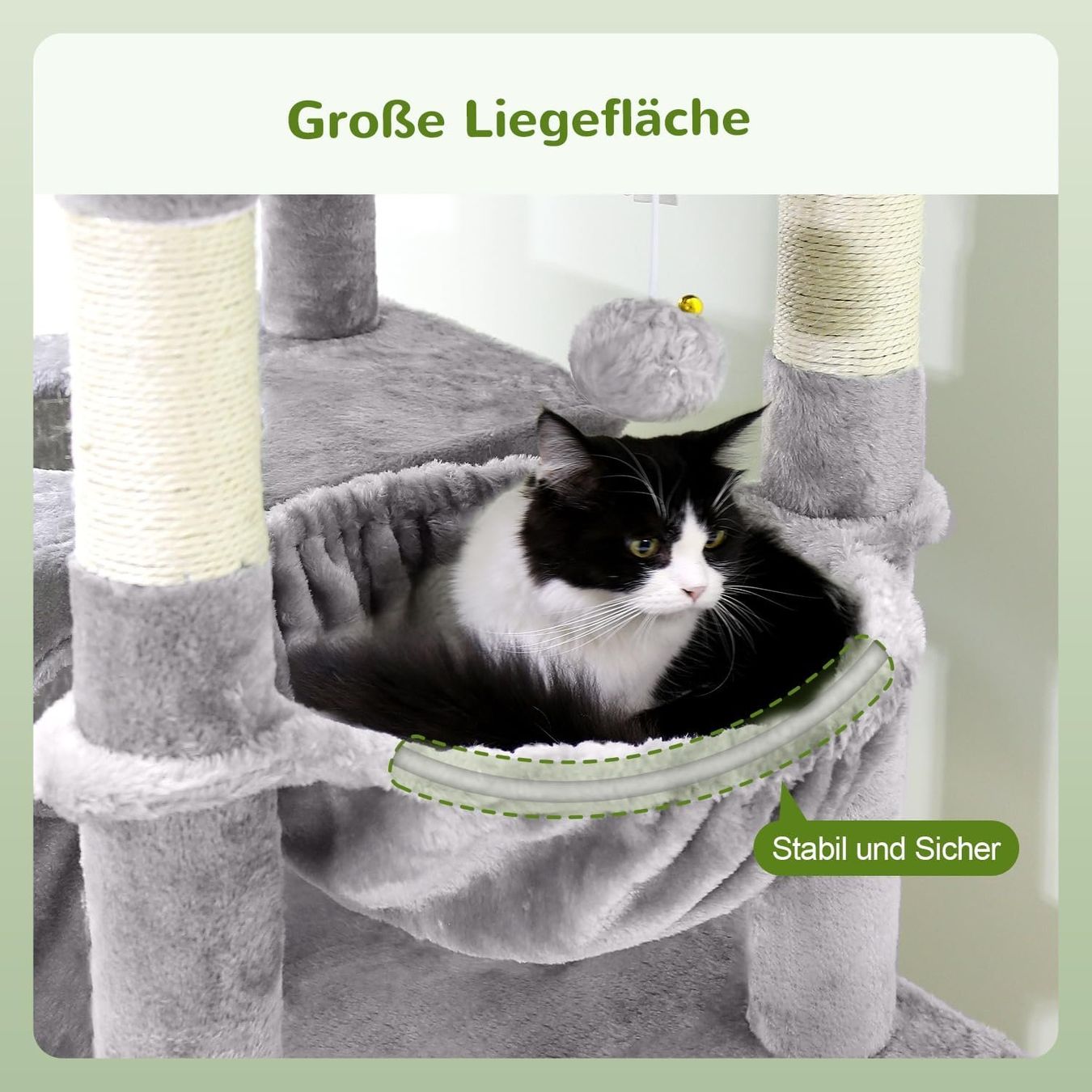 Tiragraffi: Kratzbaum Kletterbaum Katzenbaum 183cm Katzenhaus hellgrau – Nuovo e nell'imballaggio originale da Zürich venduto da MueDes 5