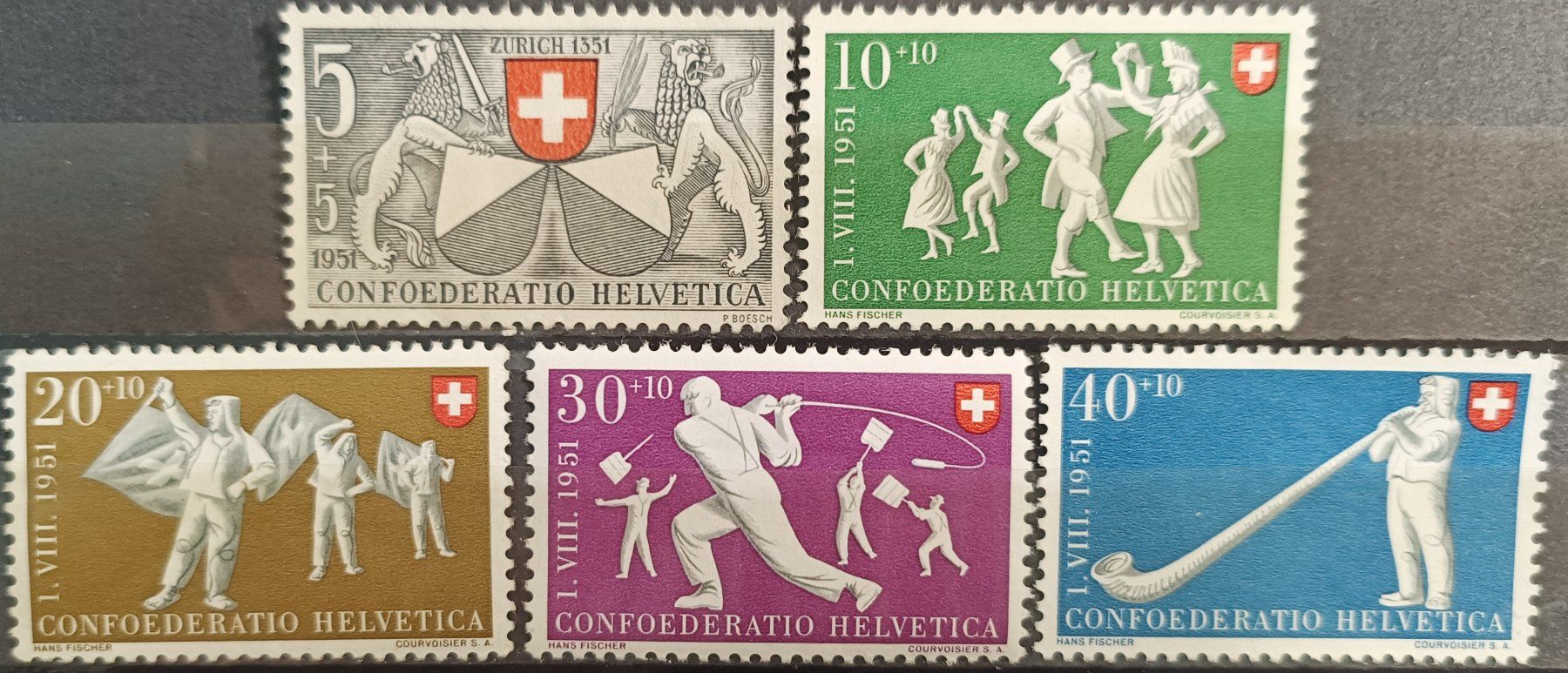 Tutti i francobolli: 1951 Pro Patria Satz postfrisch** – Usato da Dübendorf venduto da goeggi79