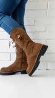 Damen Schnürstiefel braun Wildleder Optik Grösse 40 neu