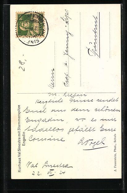 Cartes postales: Sent /Engadin, Kurhaus Val Sinestra mit  – D'occasion à Berlin par bartko-reher 1