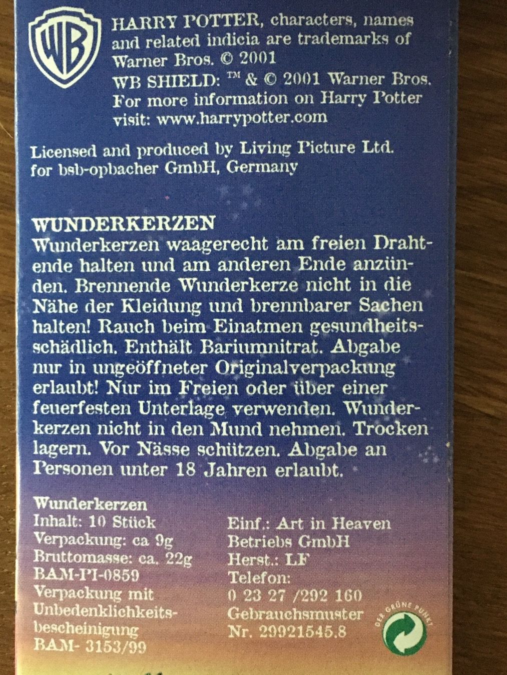 Candele: Wunderkerzen Harry (Potter 2001) – Nuovo (secondo la descrizione) da Bauma venduto da Budgerigar 2