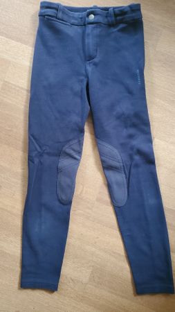 Reithose Mädchen Grösse 152, 12 J. dunkelblau mit Kniebesatz