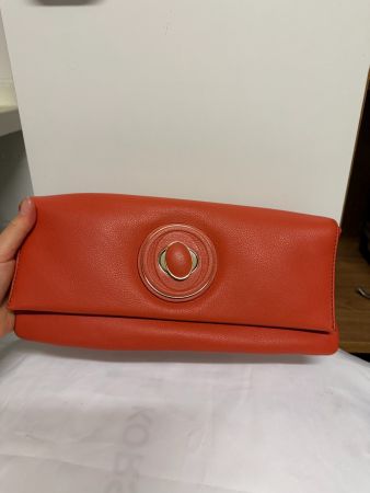 Clutch Tasche Leder Orange Oroton