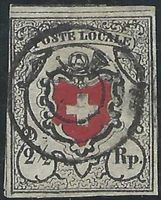 POSTE LOCALE mit Drei Ring Stempel Biel, Attest Urs Hermann