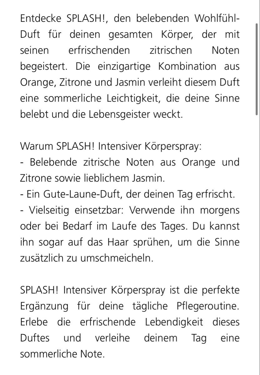 Parfums & Eau de Toilette: DELIA SPLASH Körper spray 100ml ungebraucht – Neuf avec emballage d'origine à Rotkreuz par Lazzarini 1