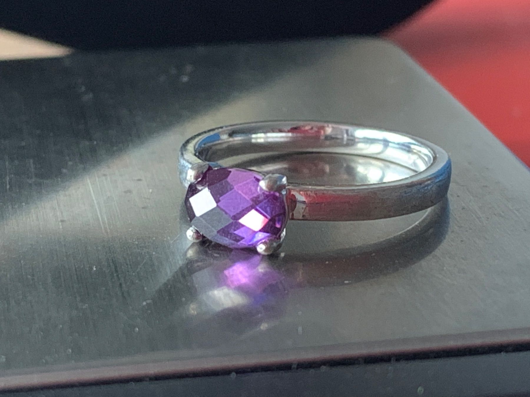 Fossil Anelli: Silberring violett OVAL (57) – Usato da Dittingen venduto da Bijoubelle 1