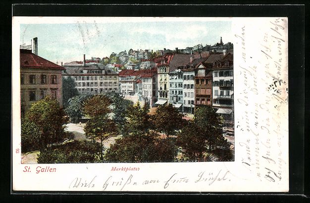 Cartoline postali: AK St. Gallen, Marktplatz, 1902 – Usato da Berlin venduto da bartko-reher