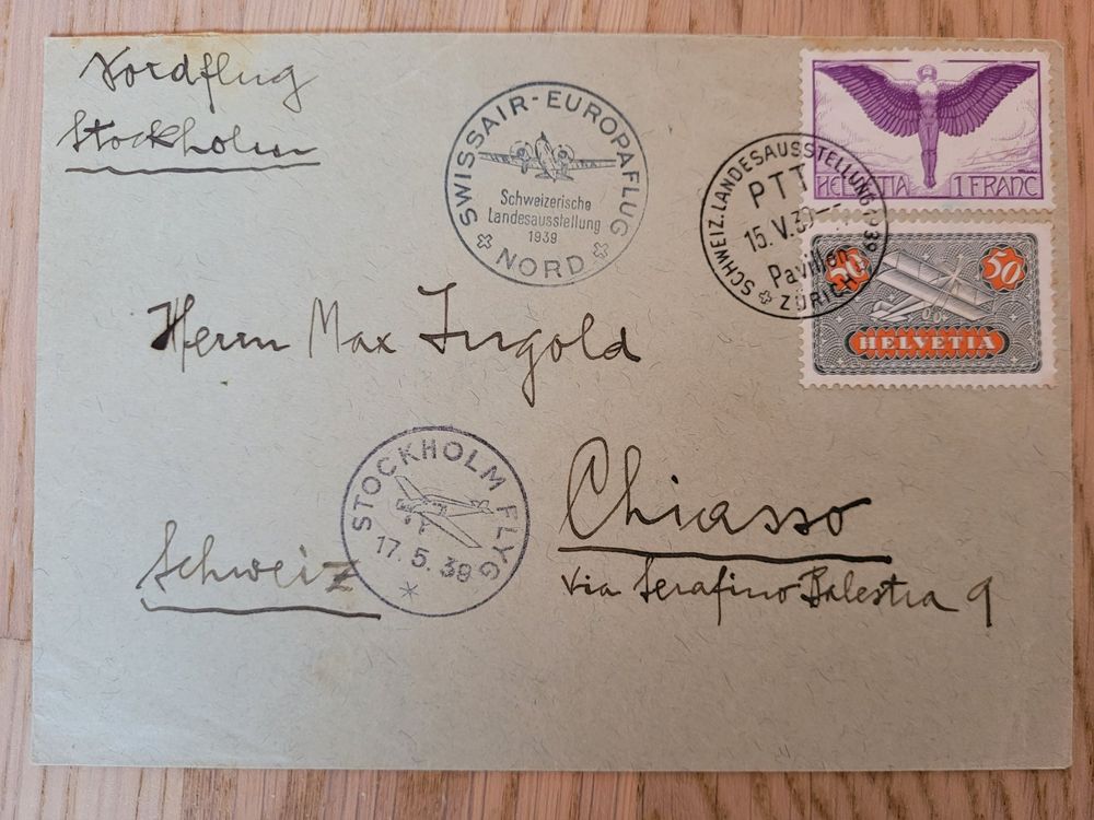 Flugpost, Swissair Europaflug vom 5.10.39, schöne Stempel (Gebraucht ...