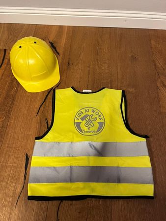 Kinder Bauhelm mit Weste "Kids at Work" Verkleidung