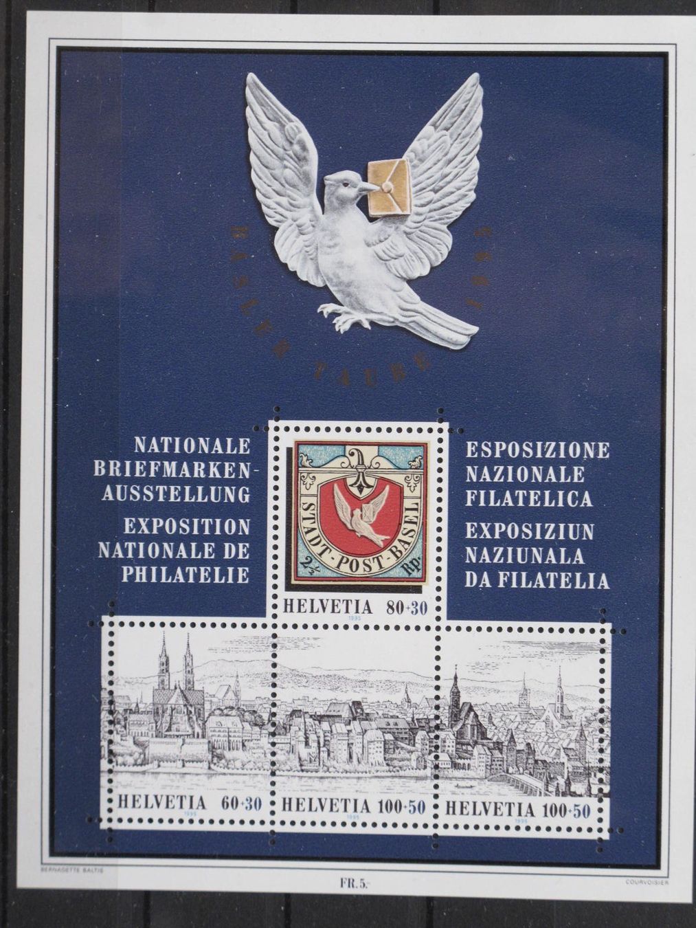 Tutti i francobolli: CH 1995 Briefmarkenausstellung Baslertaube BL ** – Usato da Wil SG venduto da fva01