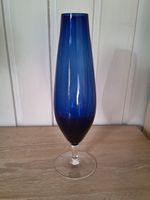 Vintage Empoli Tuppenvase  Vase Kobaldblau mit klarem Fuss