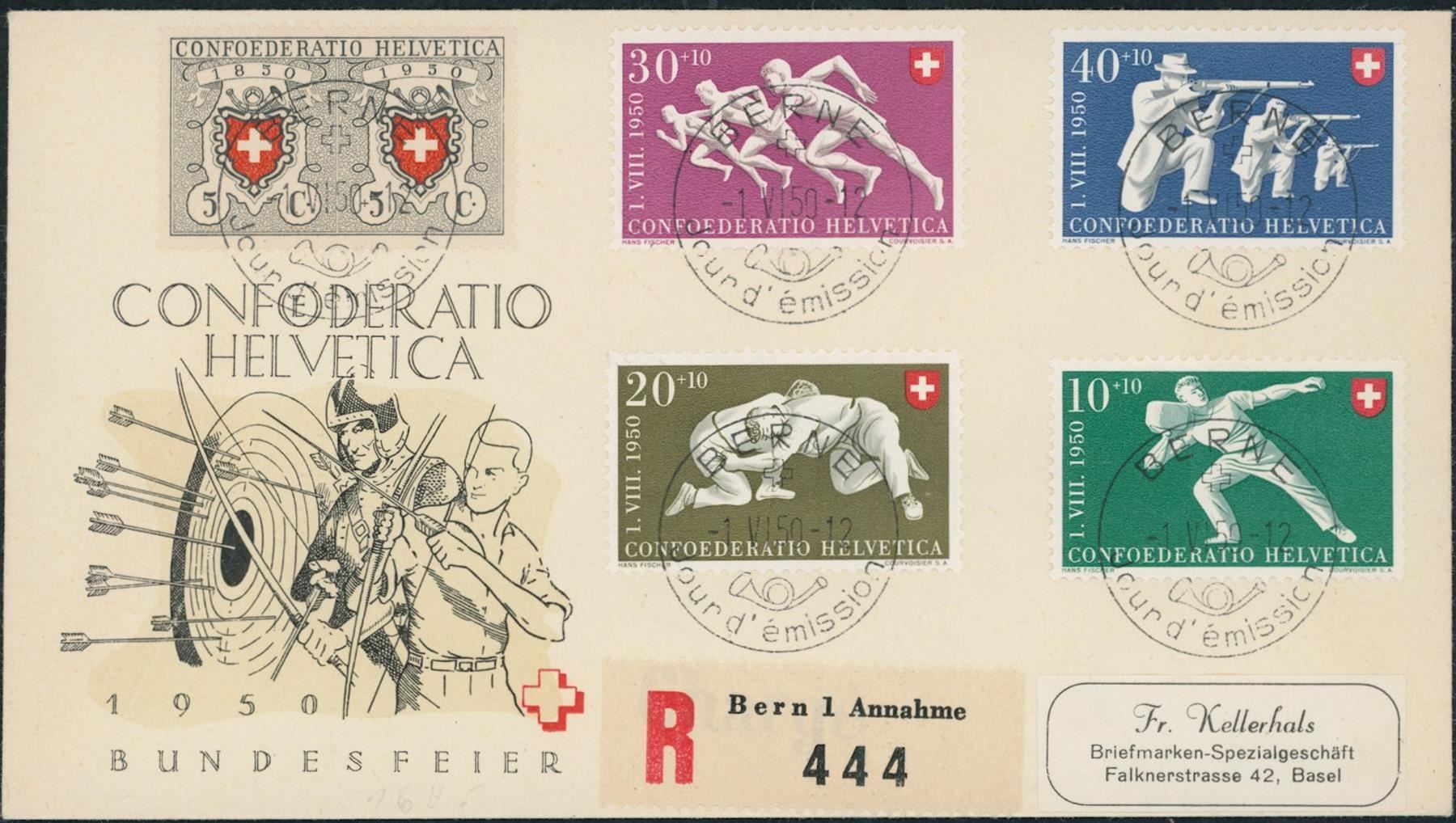 Alle Briefmarken: 1950 - Pro Patria - FDC ET • fr – Gebraucht aus Schindellegi von leecollect