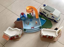 Lot de playmobil piscine camping car 