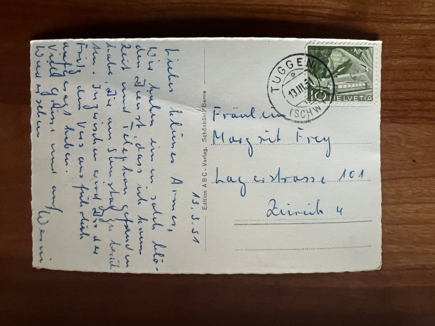 Cartoline postali: Ansichtskarte Tuggen 1951 (V934) – Usato da Hinwil venduto da Sidi4 1