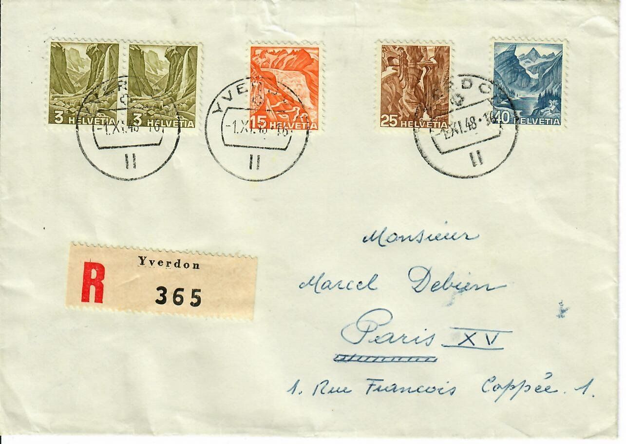 Tutti i francobolli: R - Brief Yverdon nach Paris 1948 – Usato da Hochdorf venduto da Ziegel-16
