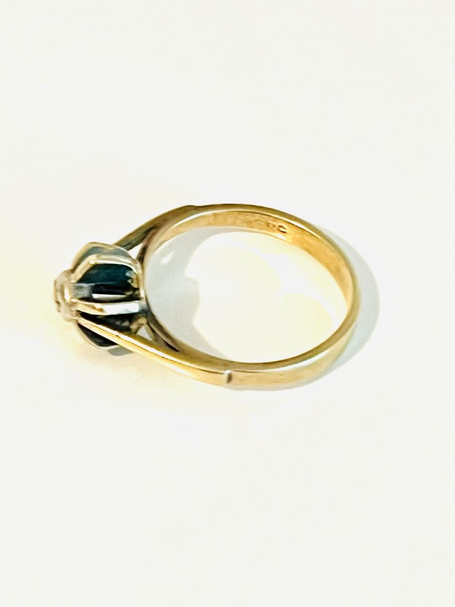 Anelli: 14K Yellow Gold Natural Diamond Solitaire Ring – Usato da Rüschlikon venduto da topswissvintage 3