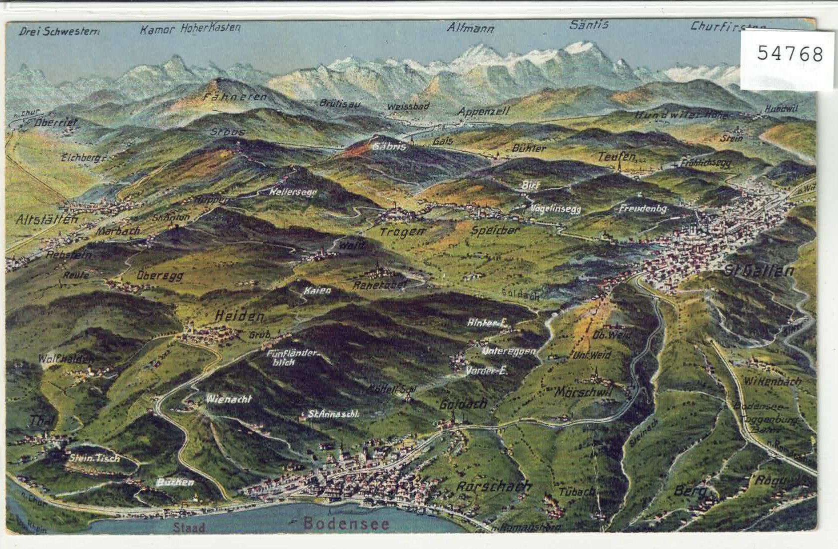 Cartoline postali: St. Gallen - Panorama – Usato da Ettingen venduto da Kartenplanet