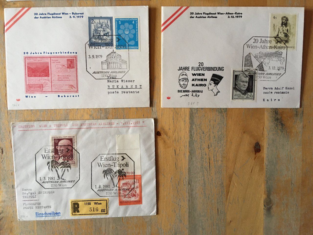 Alle Briefmarken: 10 Flugbriefe Österreich 1976-81 – Gebraucht aus Nesslau von zueri6 4