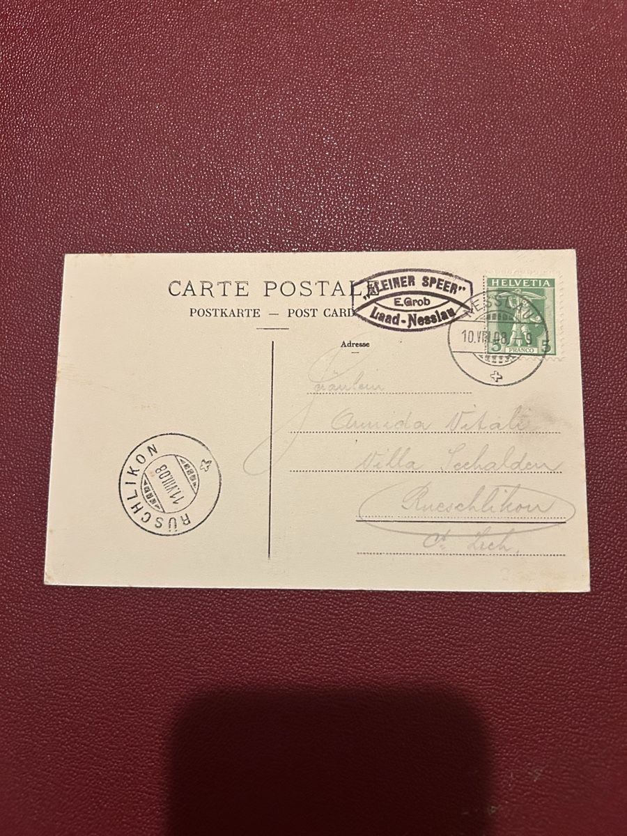 Cartoline postali: Gruss vom kleinen Speer, Nesslau 1908 – Usato da Breganzona venduto da Milesbo 1
