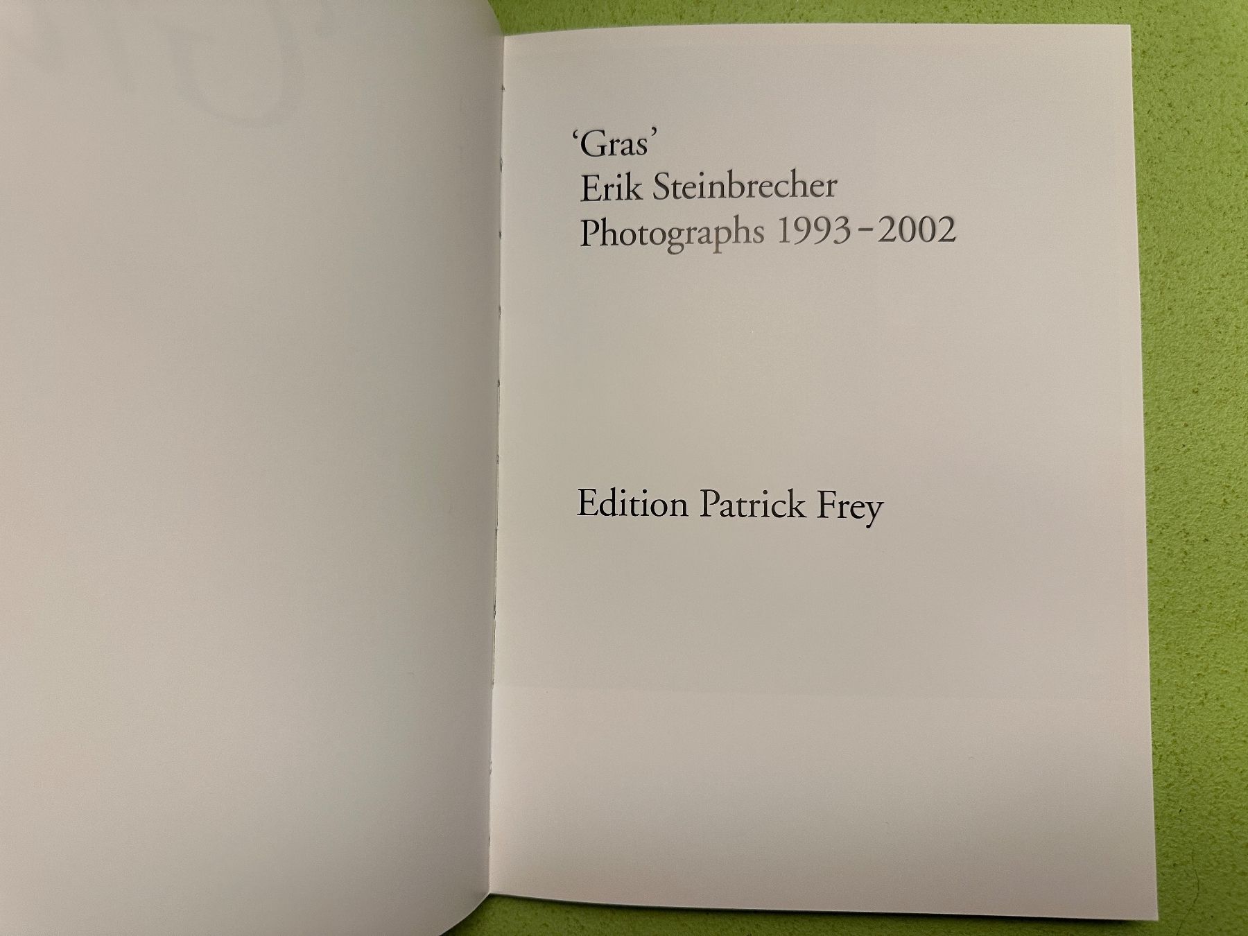 Libri: Erik Steinbrecher: 'Gras' – Usato da Zürich venduto da allp 1