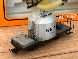 H0m verwittert RhB #8075 Uce Zementwagen Bemo