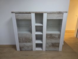 Grosses Highboard / Vitrine Larona mit Glastüren