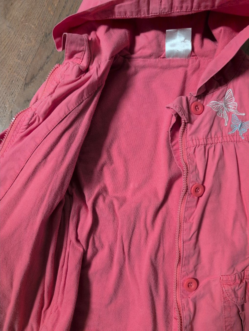 Jacken & Mäntel: Mädchen Übergangsjacke, rosa, Schmetterling, Gr. 80 – Gebraucht aus Uster von Mooreas 2