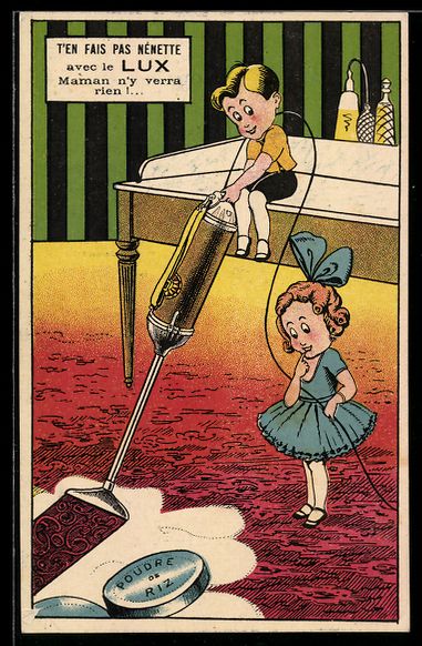 Cartes postales: Zwei Kinder saugen mit einem Staubsauger – D'occasion à Berlin par bartko-reher