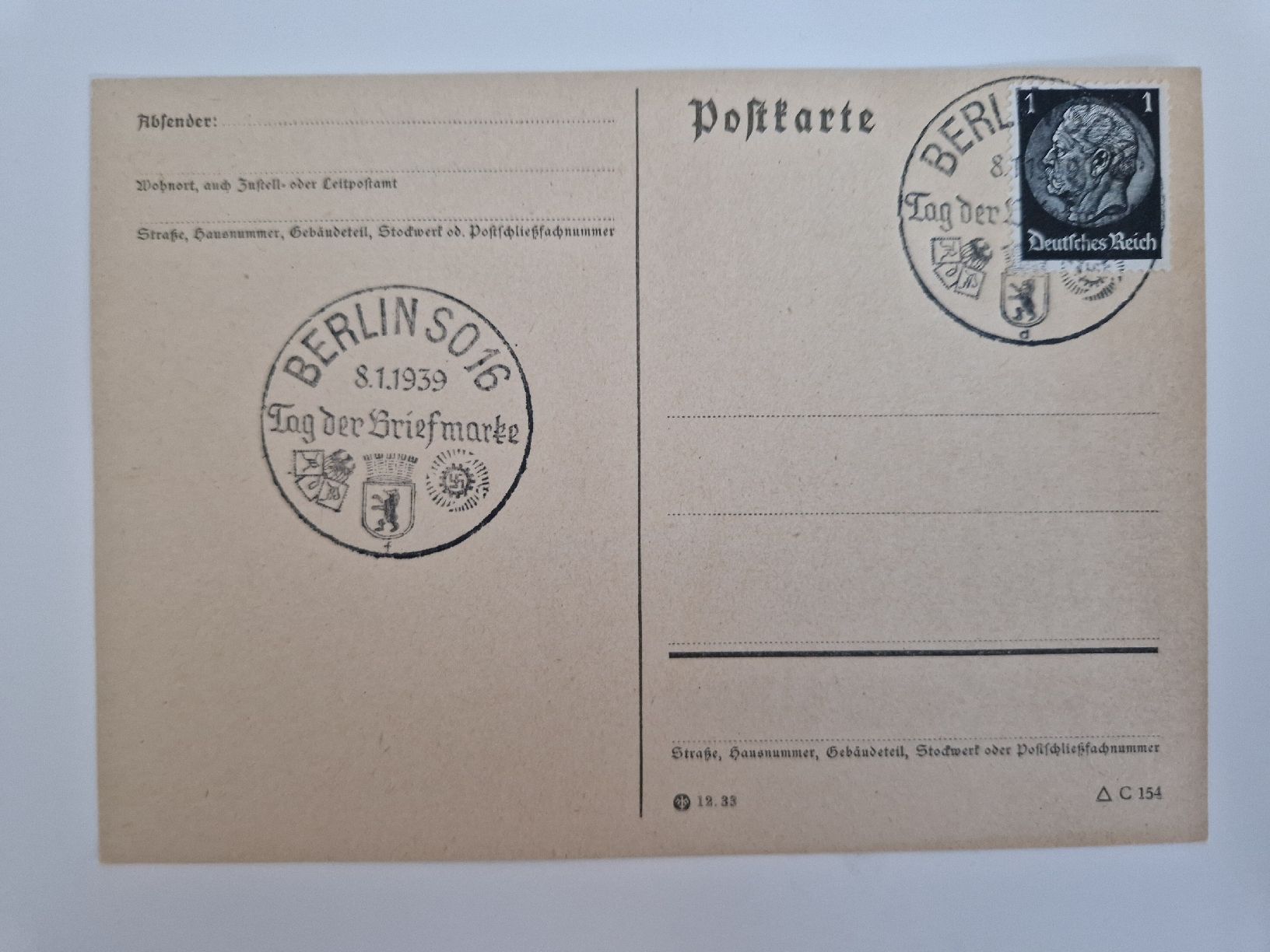 Cartoline postali: Deutsches Reich Postkarte Briefmarke 1939 – Usato da St. Gallen venduto da Enrico_SG