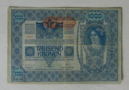 ALTE Banknote: 1000 KRONEN von 1902