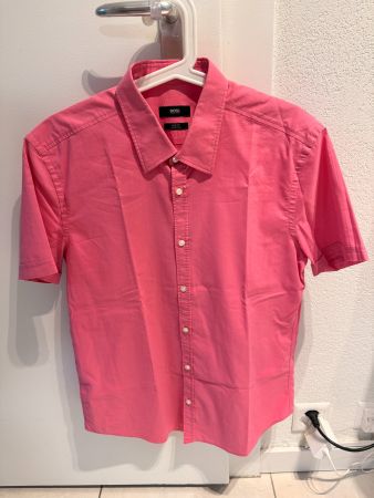 Hugo Boss Herrenhemd kurzarm rosa Slim Fit Gr. 42 / M