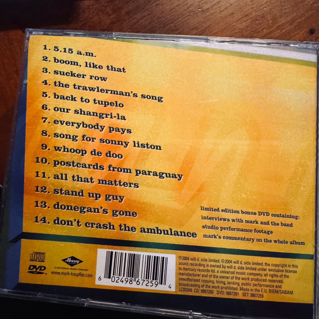 CD: Mark Knopfler Shangri-La CD+DVD Bonus Interview 2004 – Usato da Merligen venduto da barratt 1