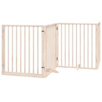 Barrière pour chiens avec porte 4 panneaux bois de peuplier