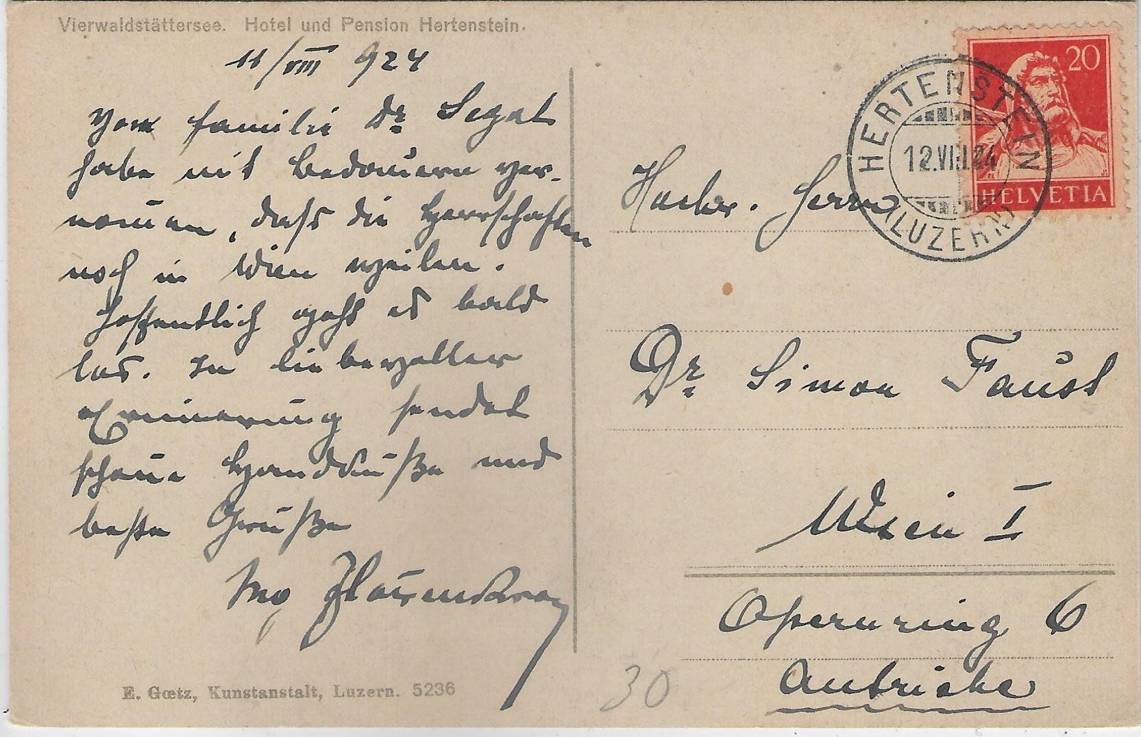 Cartoline postali: Hotel und Pension Hertenstein - Litho – Usato da Ettingen venduto da Kartenplanet 1