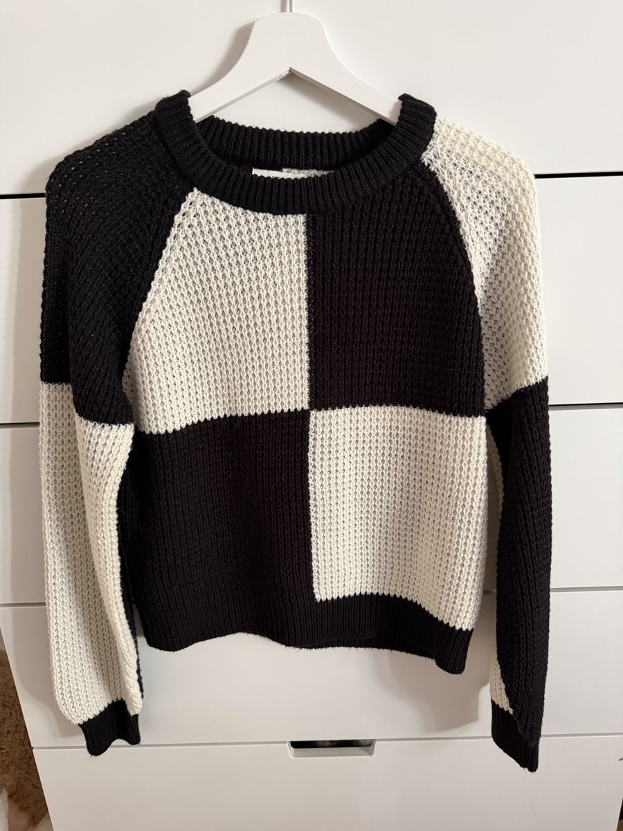 Maglioni & Felpe: JDY Strickpullover weiss-schwarz karo Grösse S – Nuovo (secondo la descrizione) da Bern venduto da al.essia