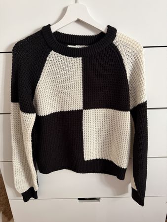 JDY Strickpullover weiss-schwarz karo Grösse S